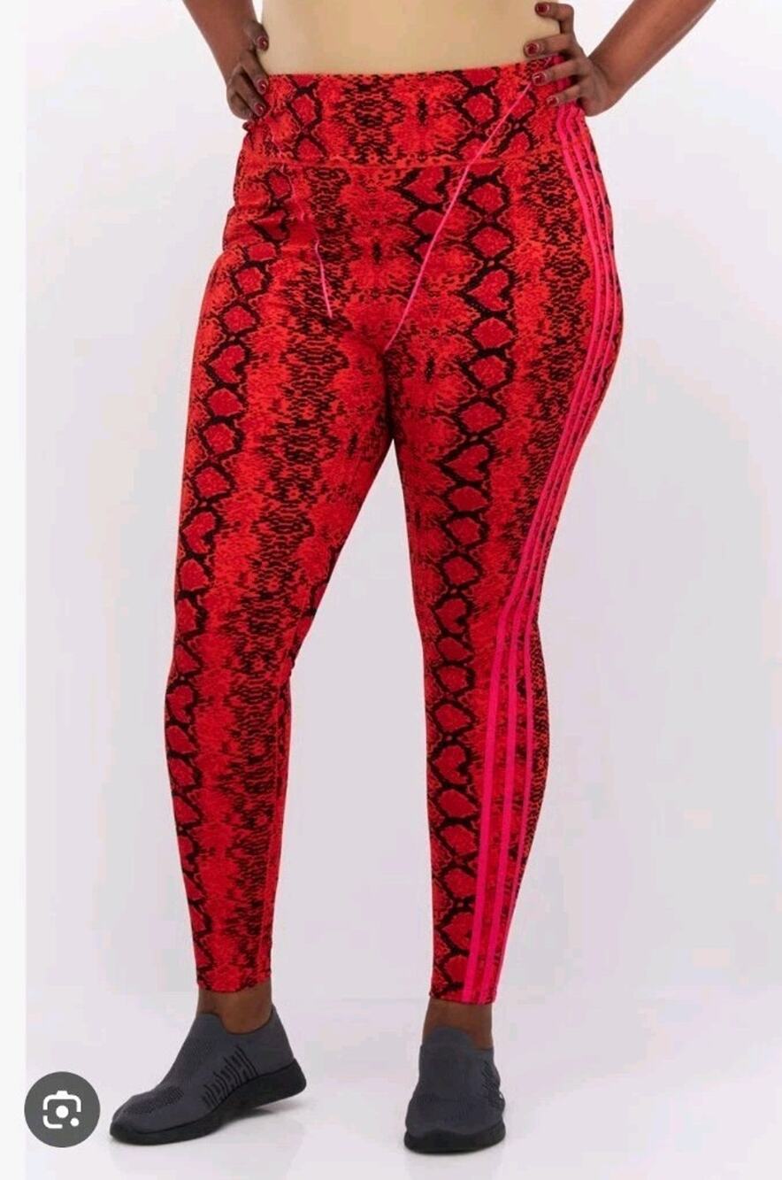 adidas IVY PARK ~Woman Plus Size 4X~ Red/Black Snakeskin Print Leggings NWT.